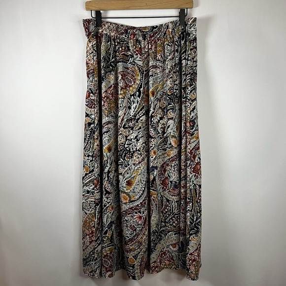 Vince Camuto Skirt Women Size Large Tapestry Paisley Pattern Pull On Midi Lined - Picture 8 of 9
